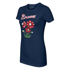 Atlanta Braves Tiny Turnip Women's Blooming Baseballs T-Shirt Navy