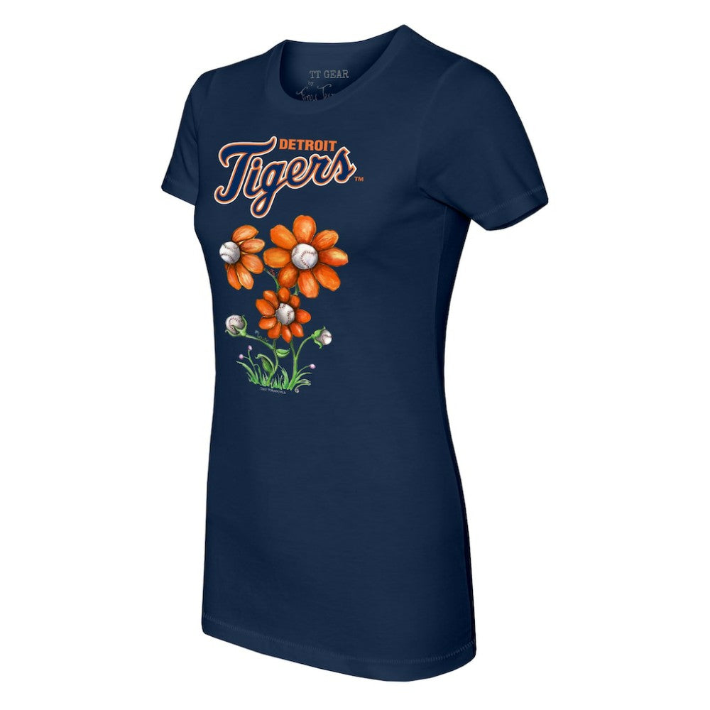 Detroit Tigers Tiny Turnip Women's Blooming Baseballs T-Shirt Navy