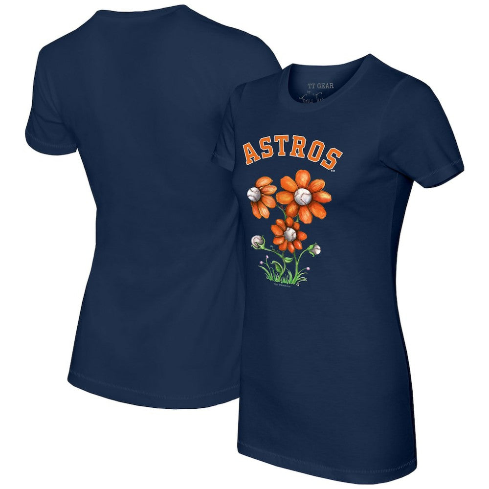 Houston Astros Tiny Turnip Women's Blooming Baseballs T-Shirt Navy