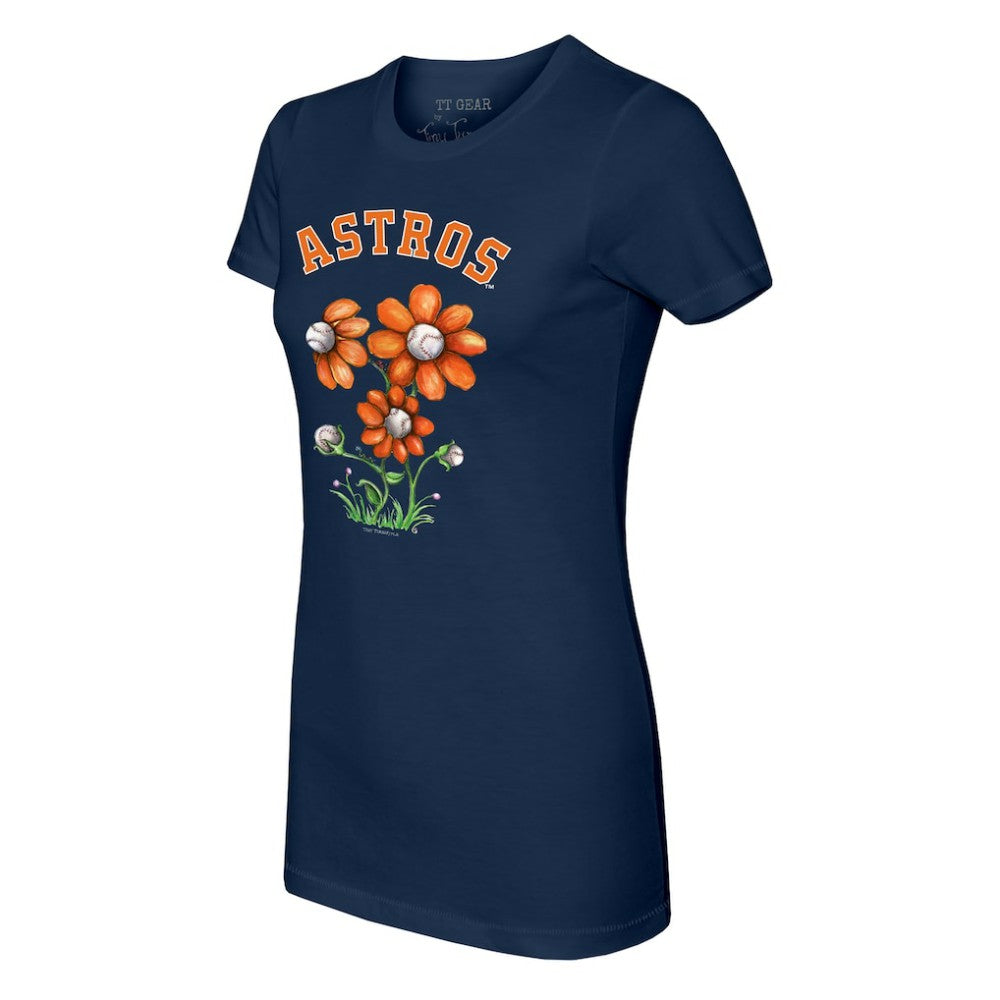 Houston Astros Tiny Turnip Women's Blooming Baseballs T-Shirt Navy
