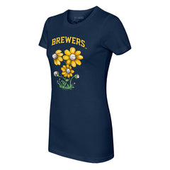 Milwaukee Brewers Tiny Turnip Women's Blooming Baseballs T-Shirt Navy