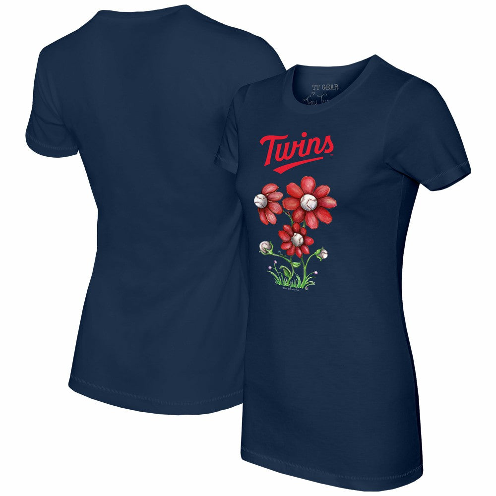 Minnesota Twins Tiny Turnip Women's Blooming Baseballs T-Shirt Navy