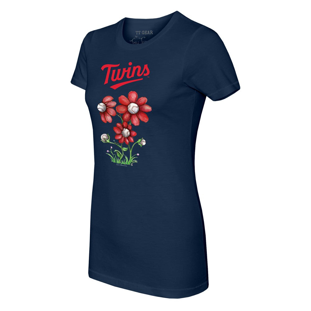 Minnesota Twins Tiny Turnip Women's Blooming Baseballs T-Shirt Navy