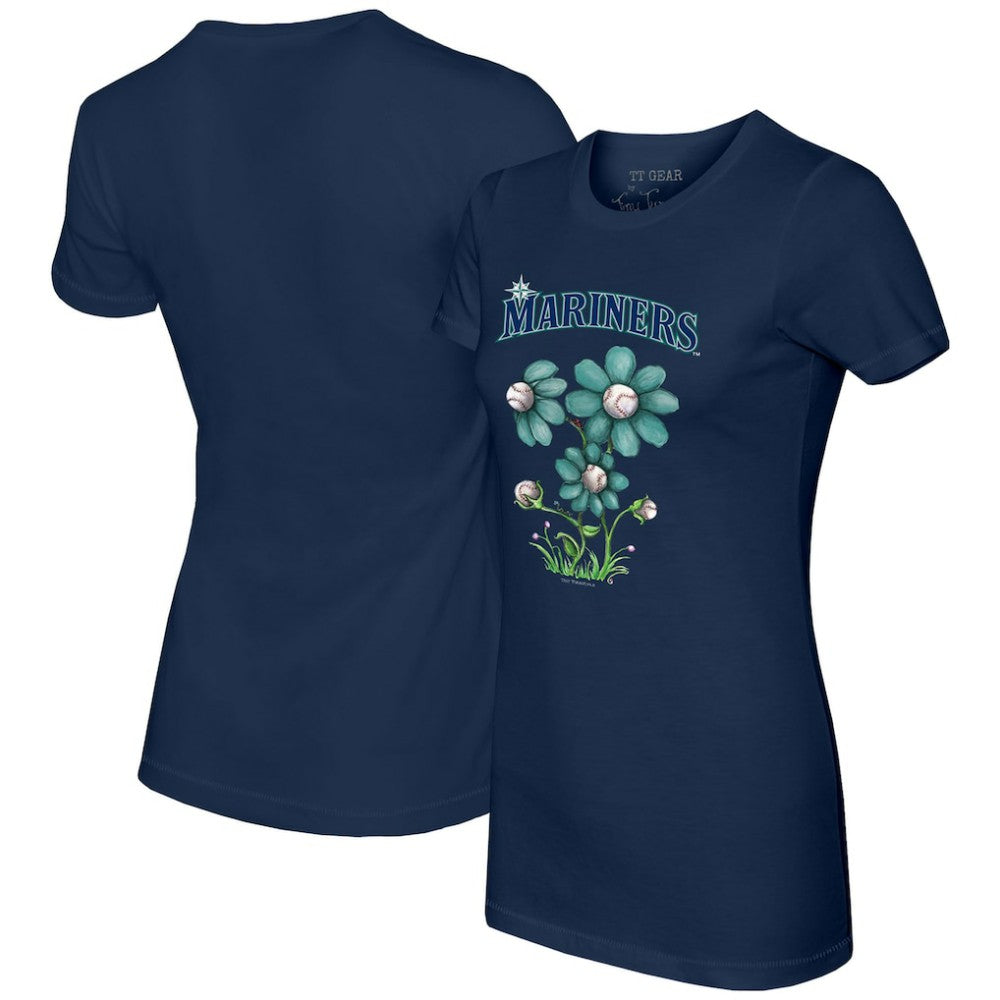 Seattle Mariners Tiny Turnip Women's Blooming Baseballs T-Shirt Navy