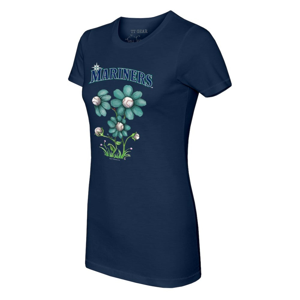 Seattle Mariners Tiny Turnip Women's Blooming Baseballs T-Shirt Navy