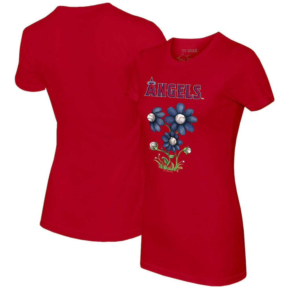 Los Angeles Angels Tiny Turnip Women's Blooming Baseballs T-Shirt Red