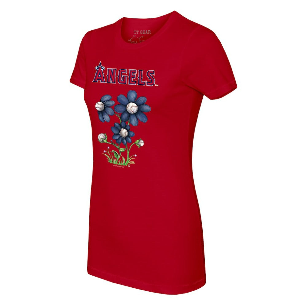 Los Angeles Angels Tiny Turnip Women's Blooming Baseballs T-Shirt Red
