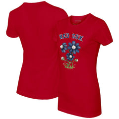 Boston Red Sox Tiny Turnip Women's Blooming Baseballs T-Shirt Red