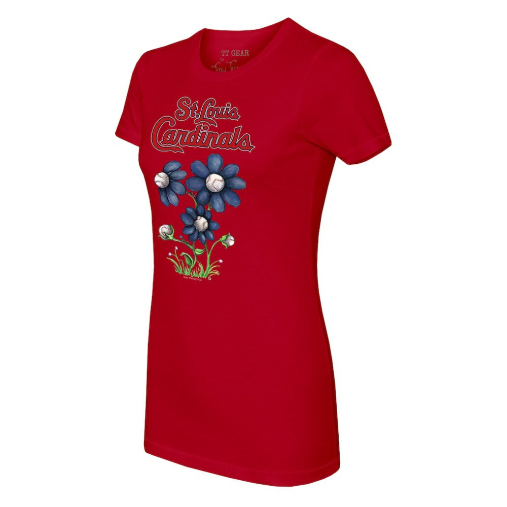St. Louis Cardinals Tiny Turnip Women's Blooming Baseballs T-Shirt Red