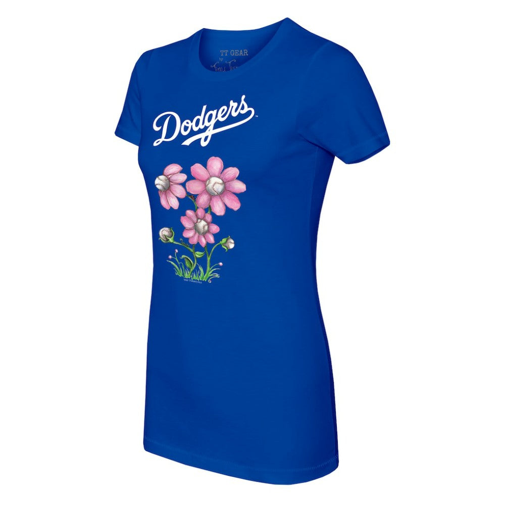 Los Angeles Dodgers Tiny Turnip Women's Blooming Baseballs T-Shirt Royal