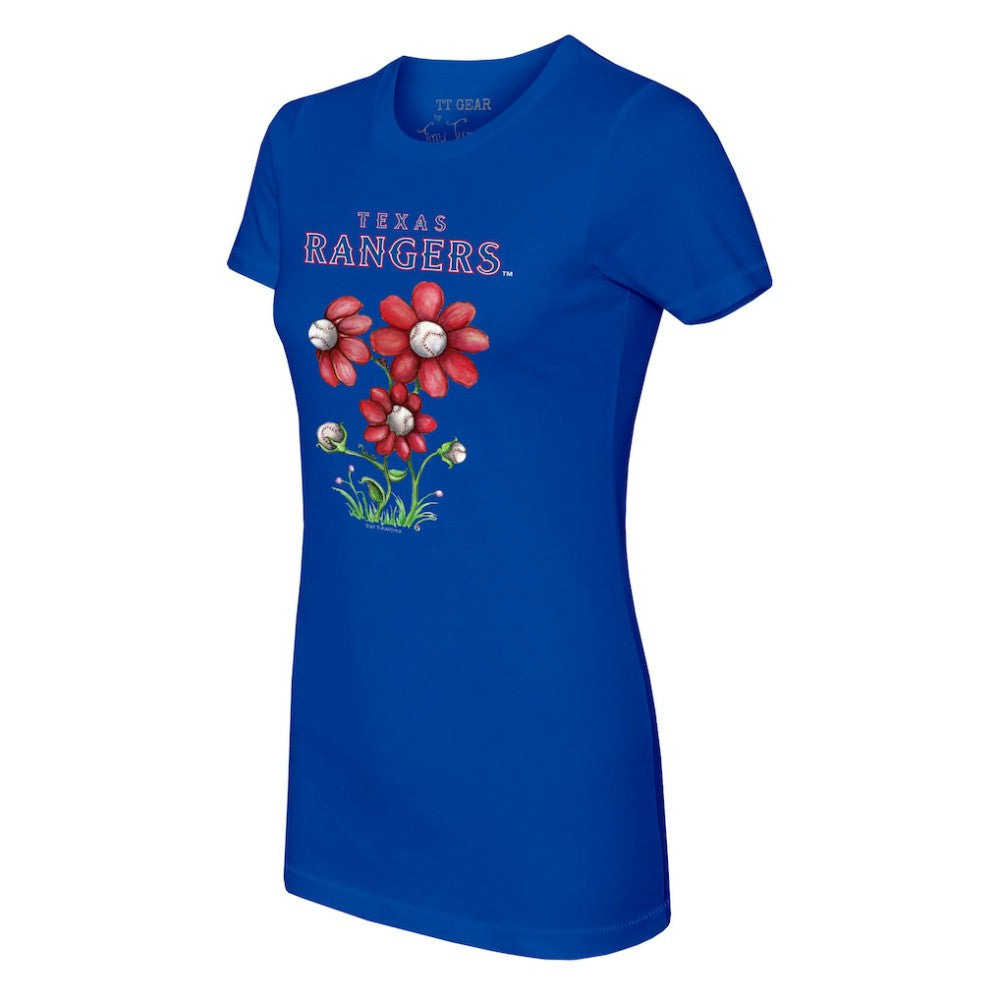 Texas Rangers Tiny Turnip Women's Blooming Baseballs T-Shirt Royal