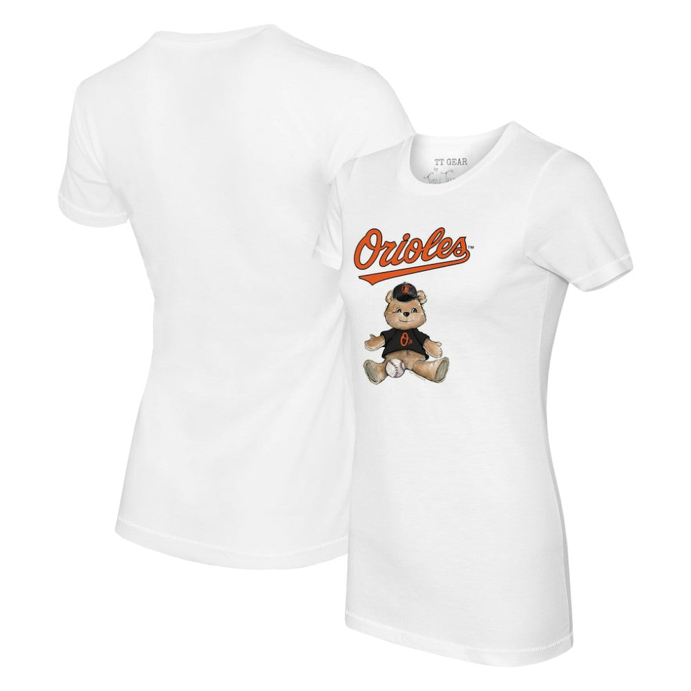 Baltimore Orioles Tiny Turnip Women's Teddy Boy T-Shirt White