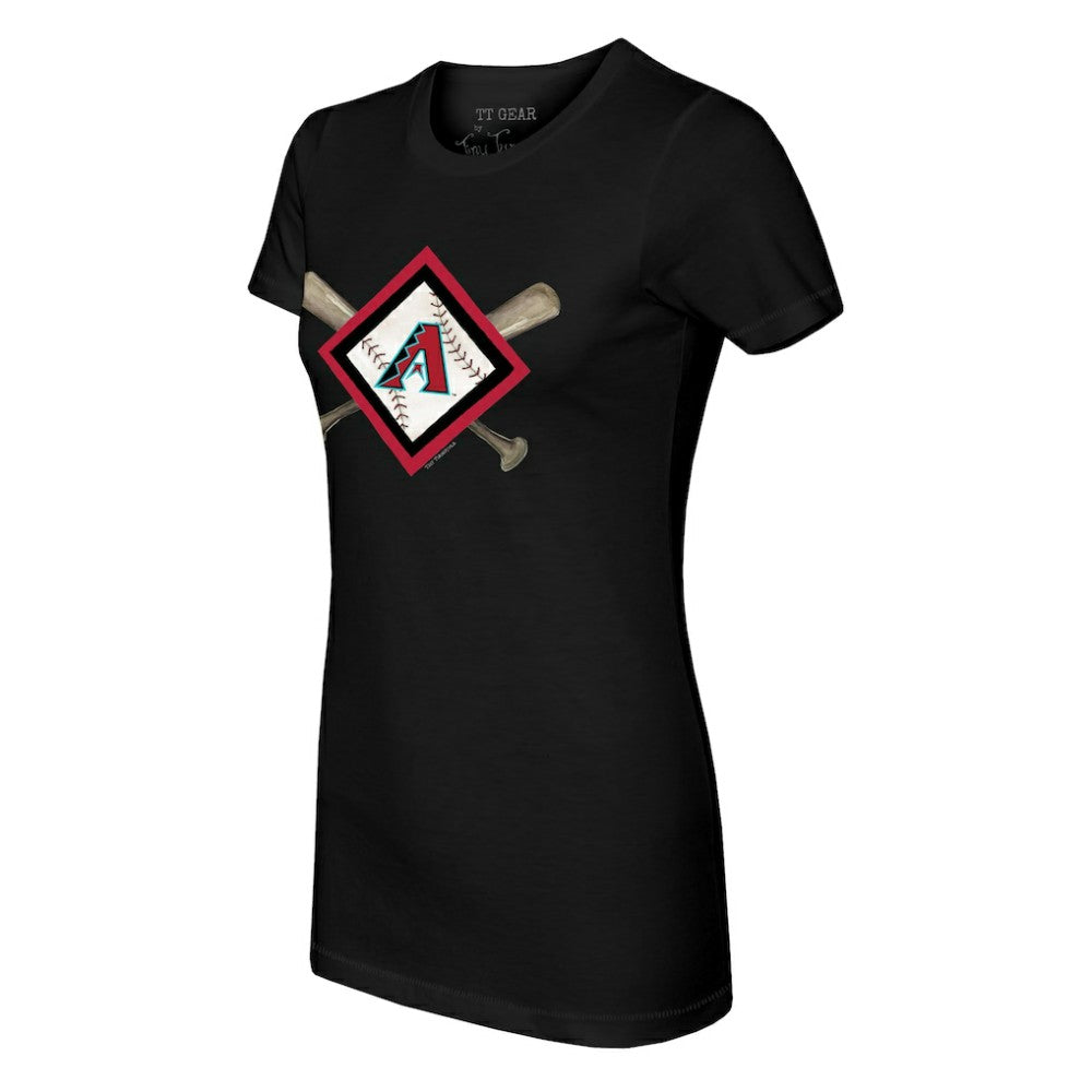Arizona Diamondbacks Tiny Turnip Women's Diamond Cross Bats T-Shirt Black