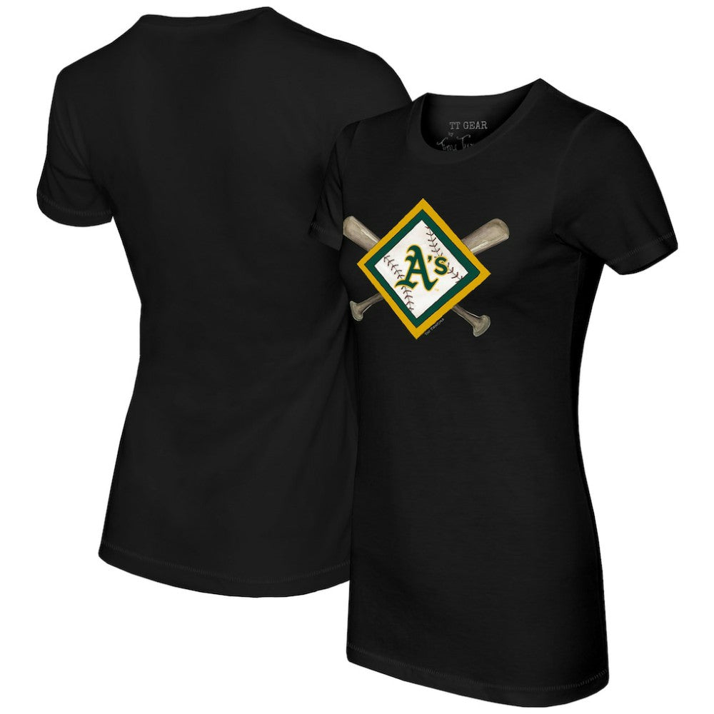 Athletics Tiny Turnip Women's Diamond Cross Bats T-Shirt Black