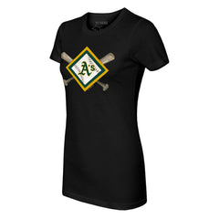 Athletics Tiny Turnip Women's Diamond Cross Bats T-Shirt Black