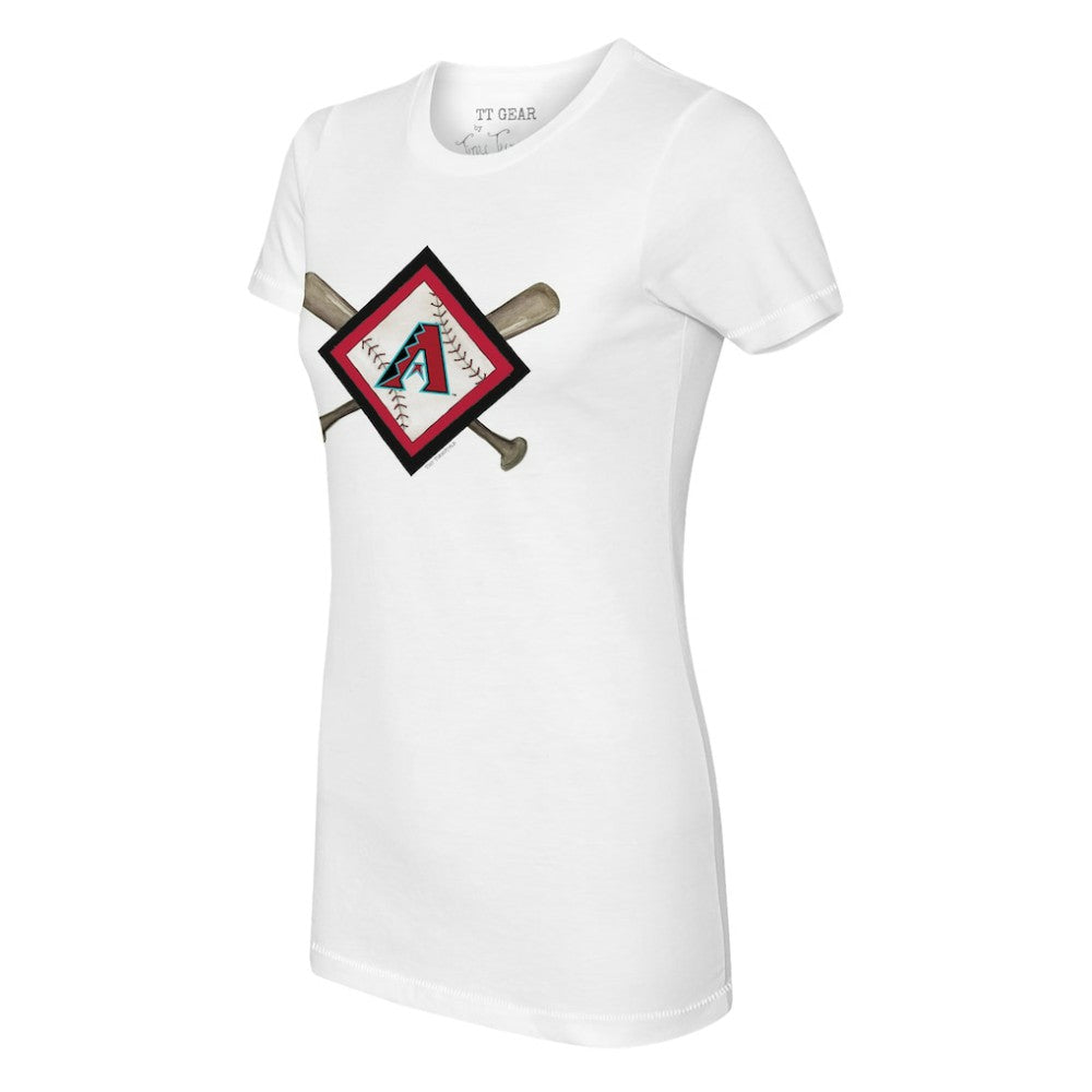 Arizona Diamondbacks Tiny Turnip Women's Diamond Cross Bats T-Shirt White