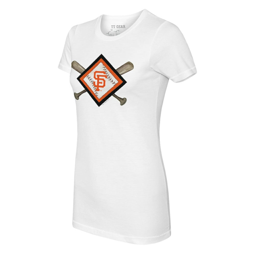 San Francisco Giants Tiny Turnip Women's Diamond Cross Bats T-Shirt White