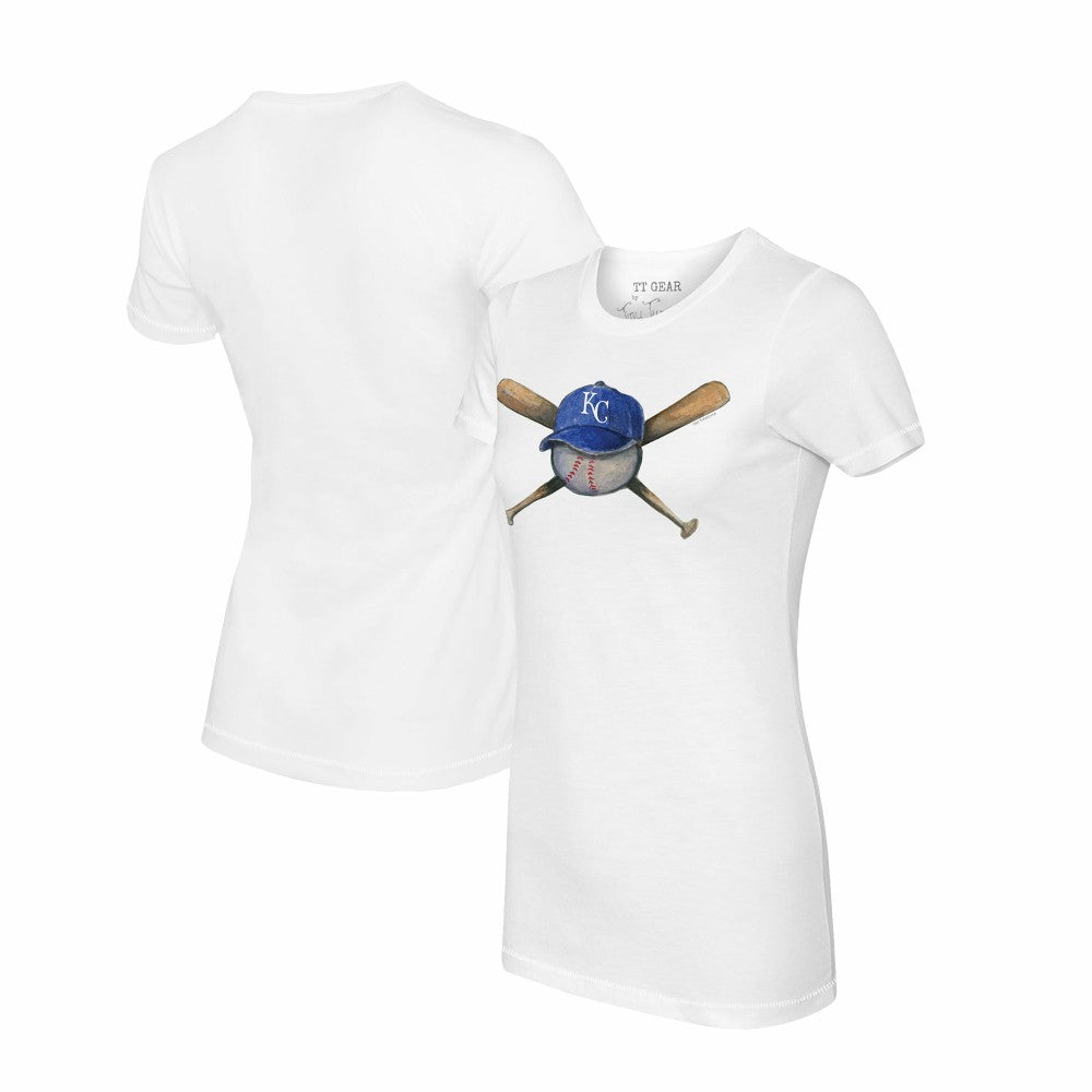 Kansas City Royals Tiny Turnip Women's Hat Crossbats T-Shirt White