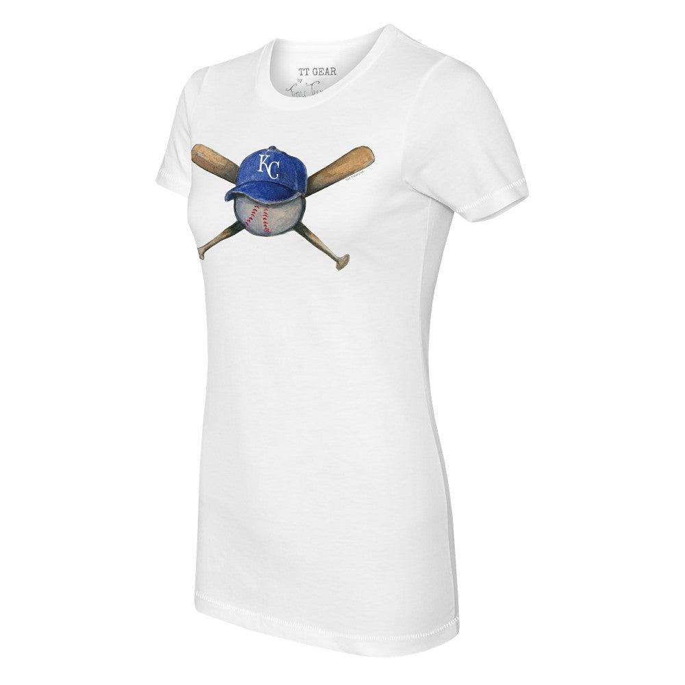 Kansas City Royals Tiny Turnip Women's Hat Crossbats T-Shirt White