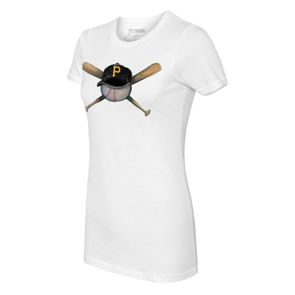 Pittsburgh Pirates Tiny Turnip Women's Hat Crossbats T-Shirt White