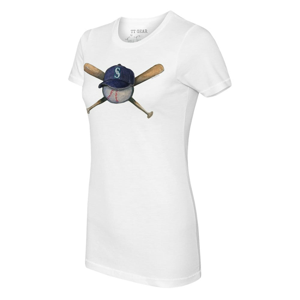 Seattle Mariners Tiny Turnip Women's Hat Crossbats T-Shirt White