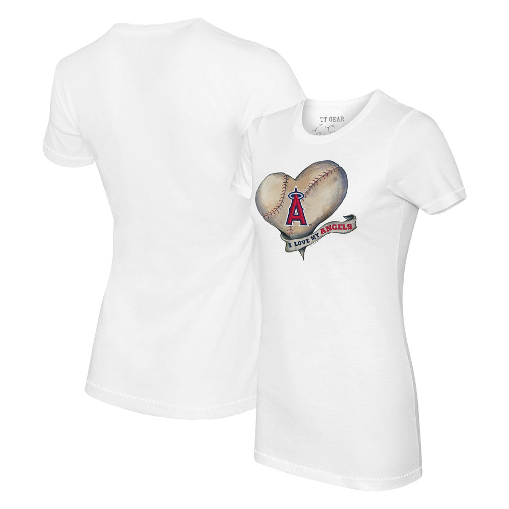 Los Angeles Angels Tiny Turnip Women's Heart Banner T-Shirt White