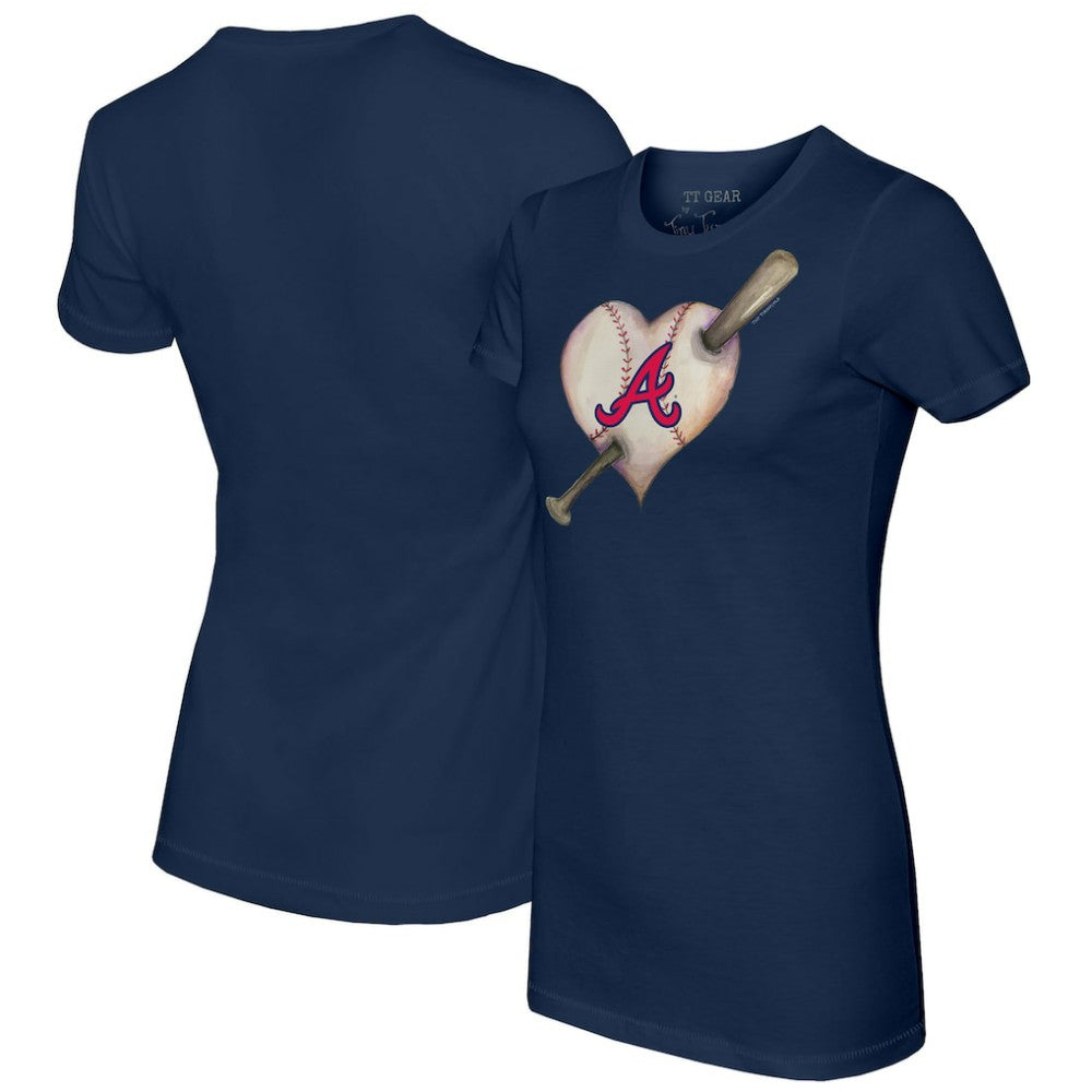 Atlanta Braves Tiny Turnip Women's Heart Bat T-Shirt Navy