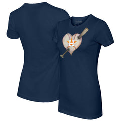 Houston Astros Tiny Turnip Women's Heart Bat T-Shirt Navy