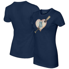 Seattle Mariners Tiny Turnip Women's Heart Bat T-Shirt Navy