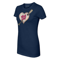 Washington Nationals Tiny Turnip Women's Heart Bat T-Shirt Navy