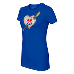 Chicago Cubs Tiny Turnip Women's Heart Bat T-Shirt Royal