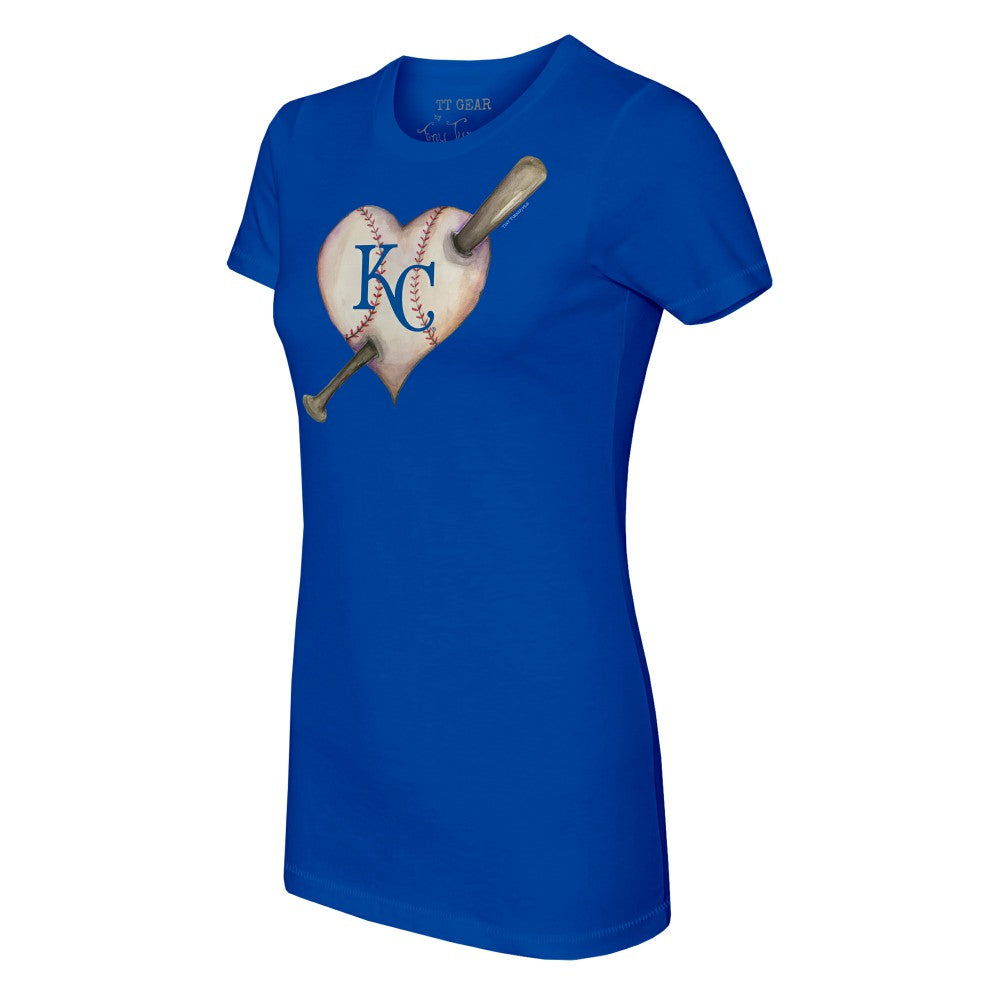 Kansas City Royals Tiny Turnip Women's Heart Bat T-Shirt Royal