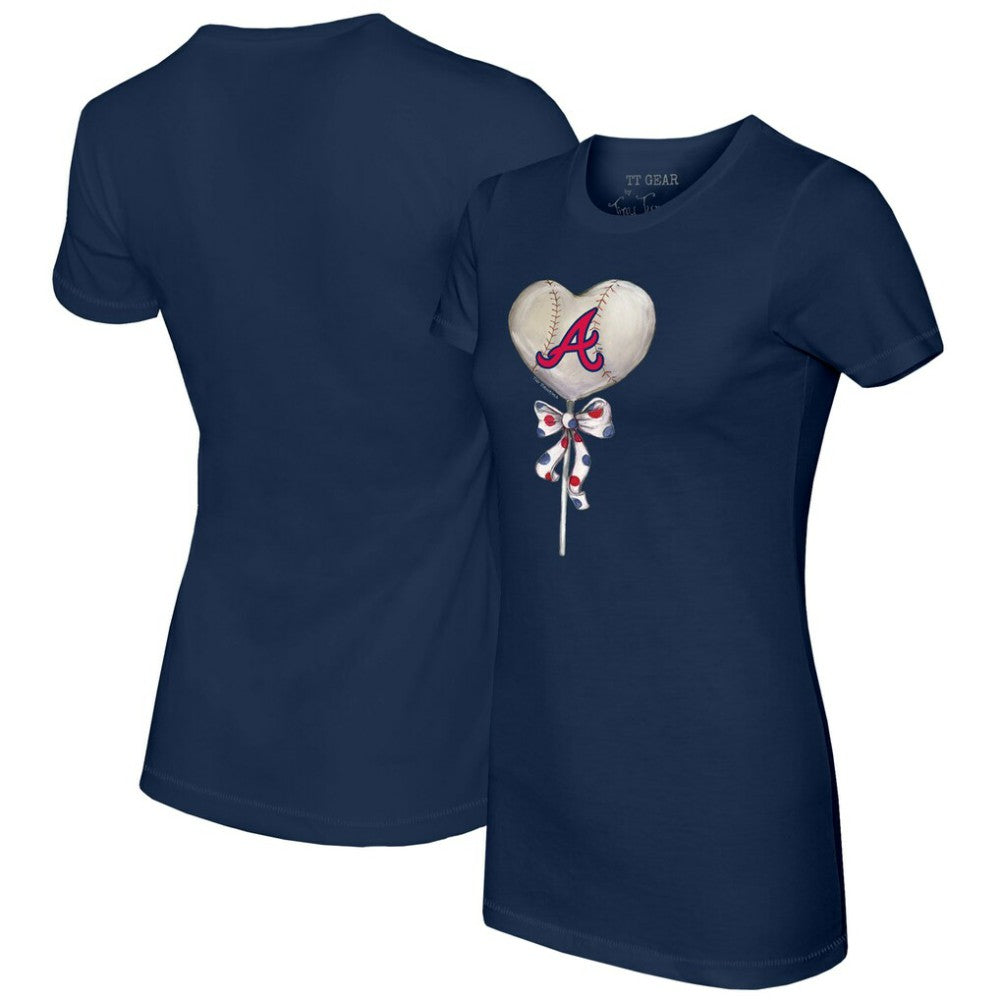 Atlanta Braves Tiny Turnip Women's Heart Lolly T-Shirt Navy