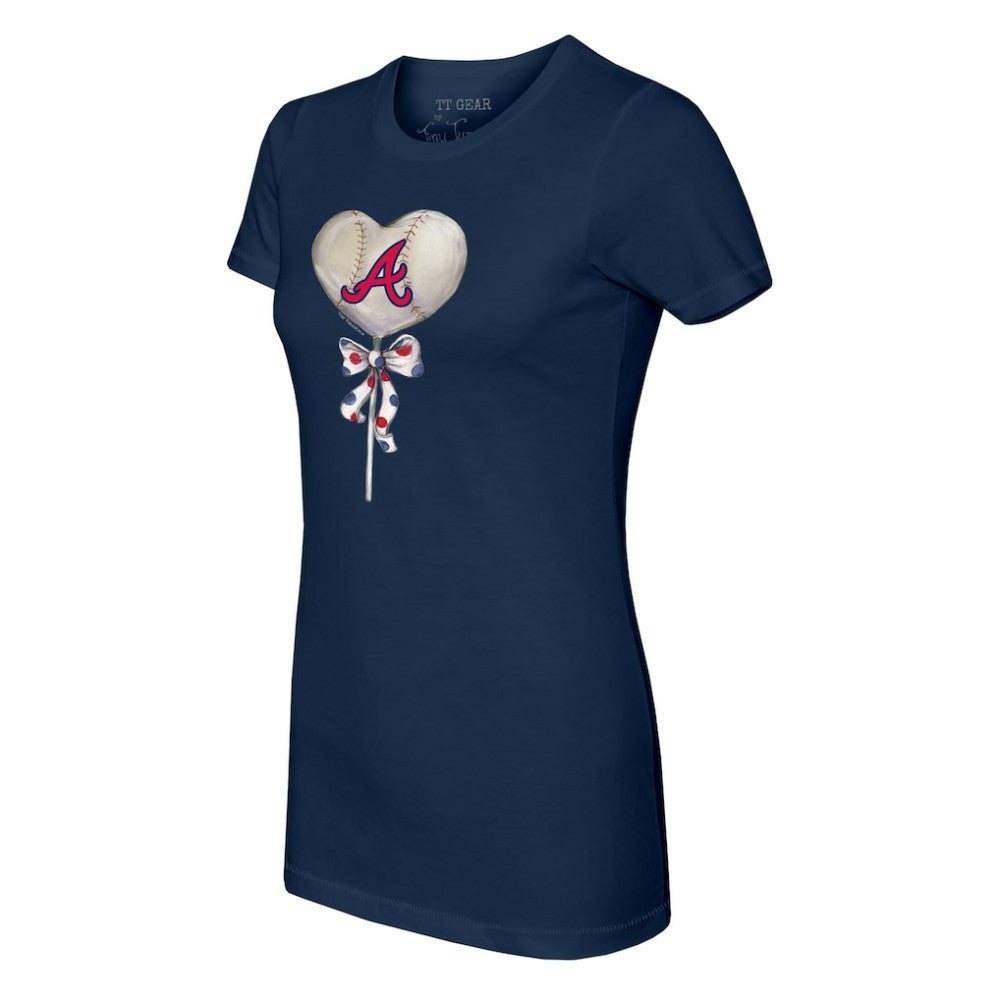 Atlanta Braves Tiny Turnip Women's Heart Lolly T-Shirt Navy