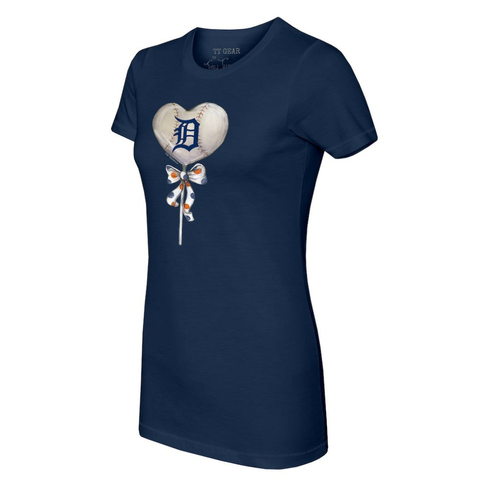 Detroit Tigers Tiny Turnip Women's Heart Lolly T-Shirt Navy
