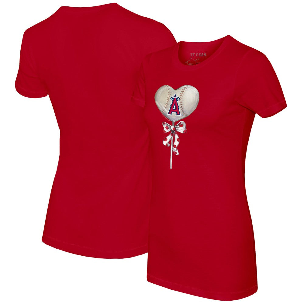 Los Angeles Angels Tiny Turnip Women's Heart Lolly T-Shirt Red