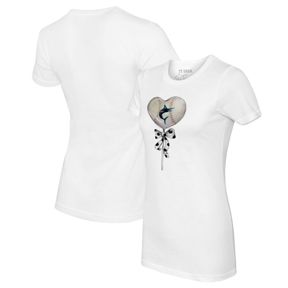 Miami Marlins Tiny Turnip Women's Heart Lolly T-Shirt White