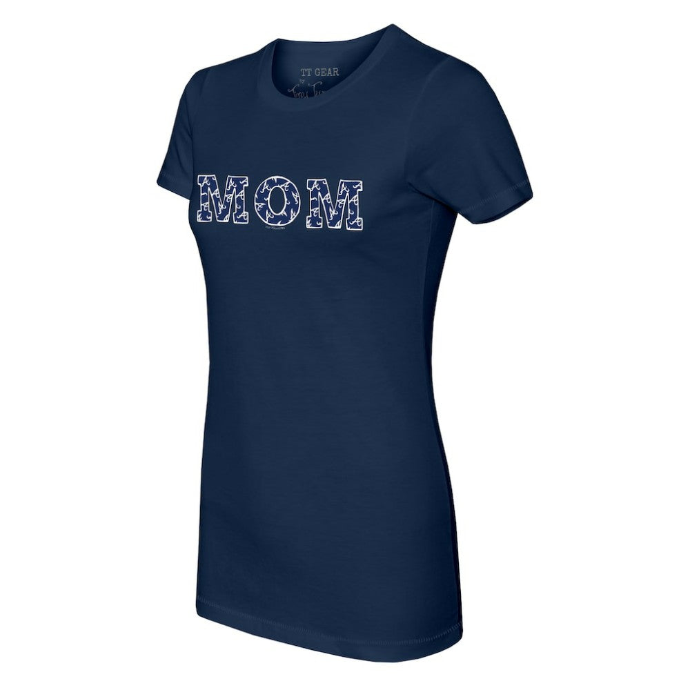 Atlanta Braves Tiny Turnip Women's Logo Mom T-Shirt Navy