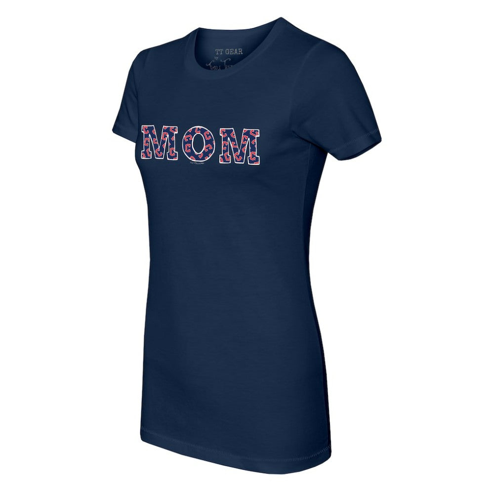 Cleveland Guardians Tiny Turnip Women's Logo Mom T-Shirt Navy