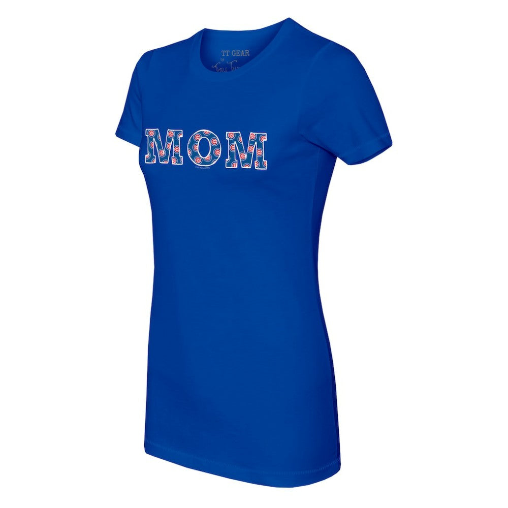 Chicago Cubs Tiny Turnip Women's Logo Mom T-Shirt Royal