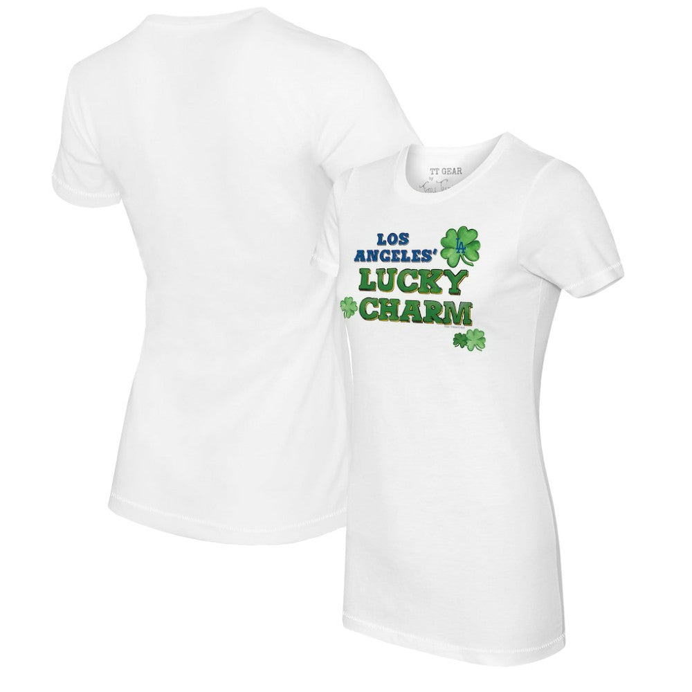 Los Angeles Dodgers Tiny Turnip Women's Lucky Charm T-Shirt White