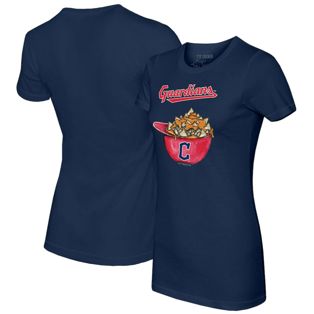 Cleveland Guardians Tiny Turnip Women's Nacho Helmet T-Shirt Navy
