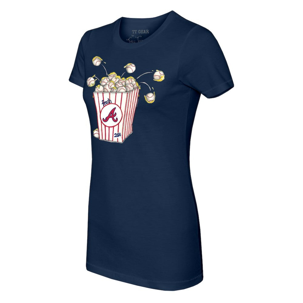 Atlanta Braves Tiny Turnip Women's Popcorn T-Shirt Navy