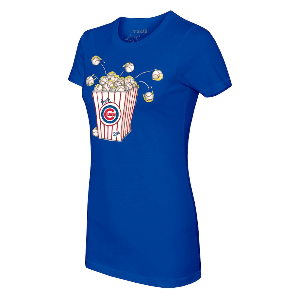 Chicago Cubs Tiny Turnip Women's Popcorn T-Shirt Royal