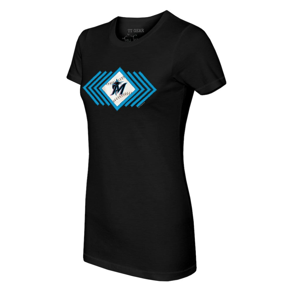 Miami Marlins Tiny Turnip Women's Prism Arrows T-Shirt Black