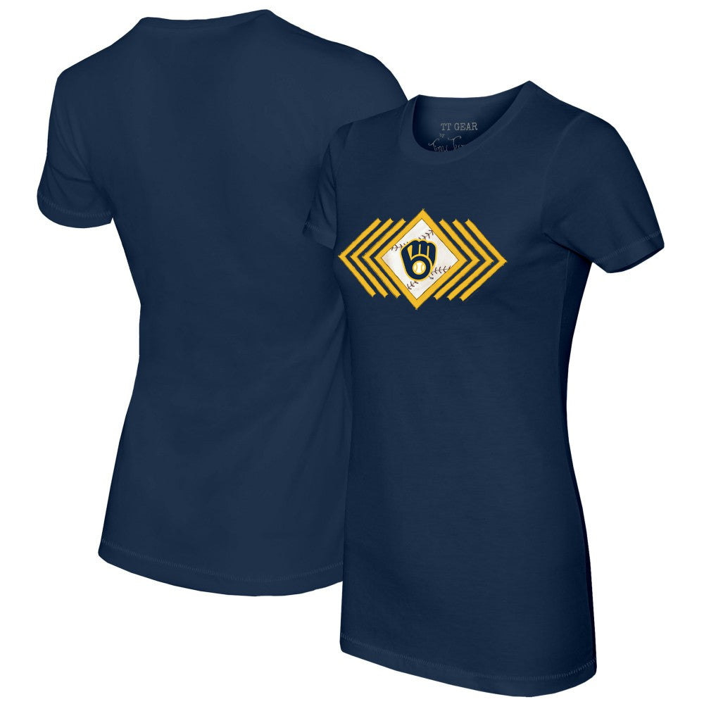 Milwaukee Brewers Tiny Turnip Women's Prism Arrows T-Shirt Navy