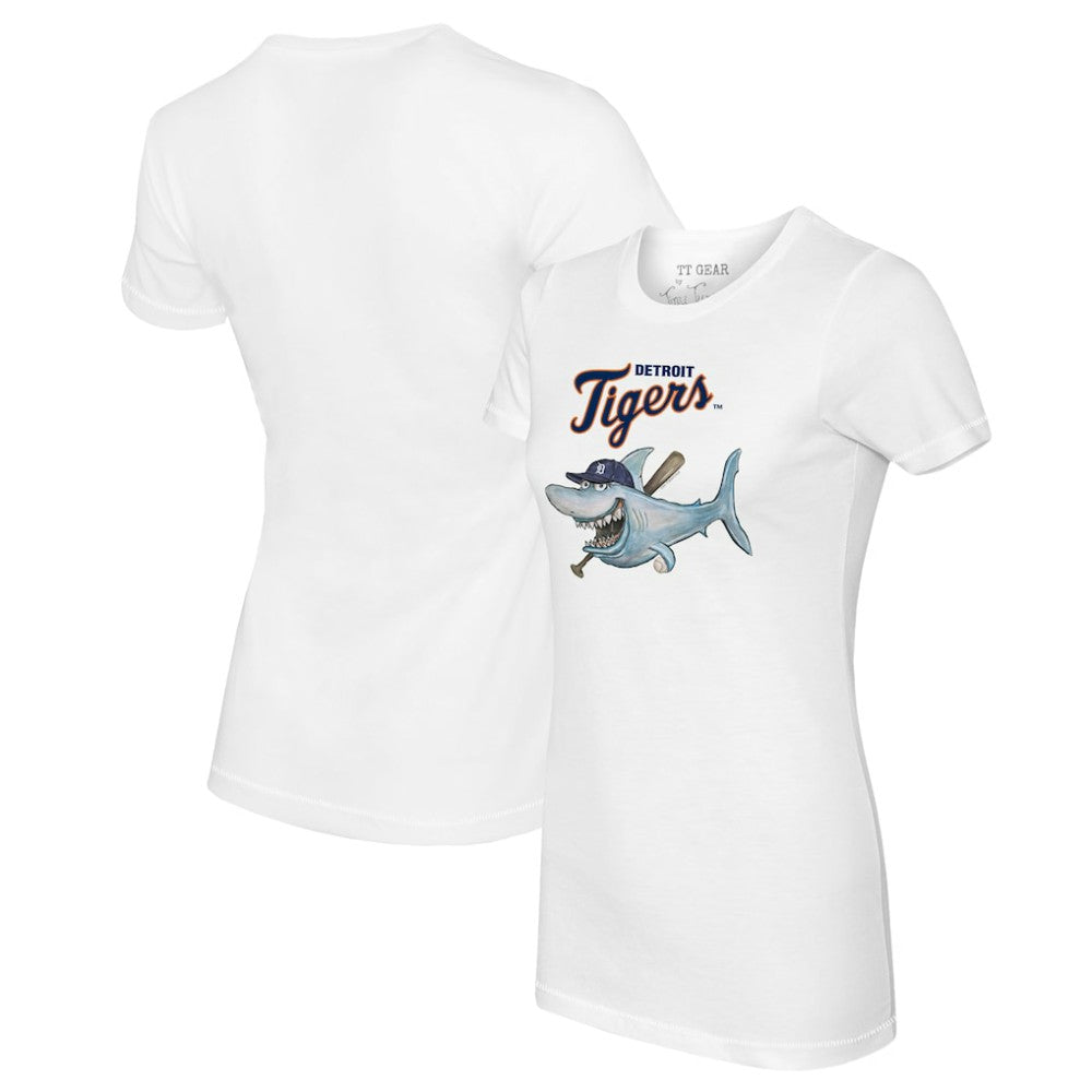 Detroit Tigers Tiny Turnip Women's Shark Logo T-Shirt White