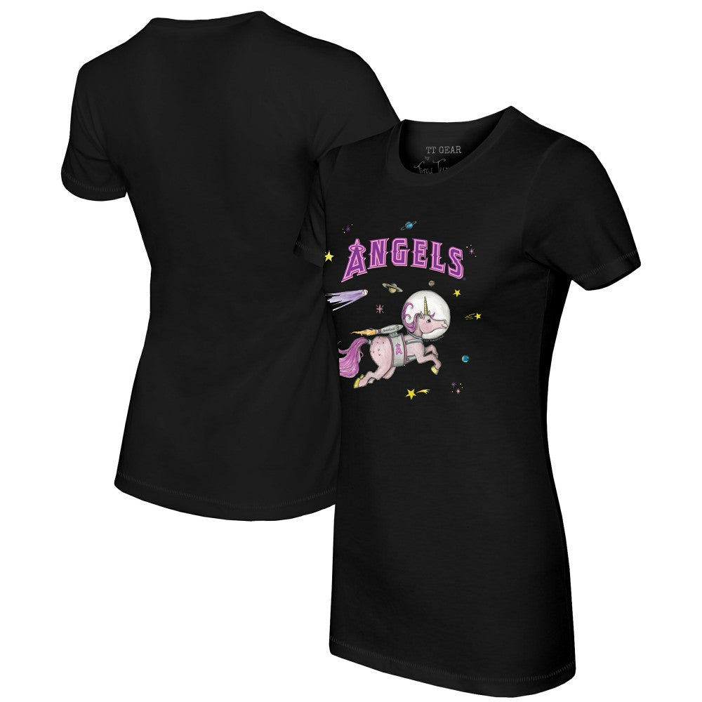 Los Angeles Angels Tiny Turnip Women's Space Unicorn T-Shirt Black