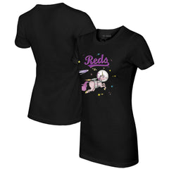 Cincinnati Reds Tiny Turnip Women's Space Unicorn T-Shirt Black