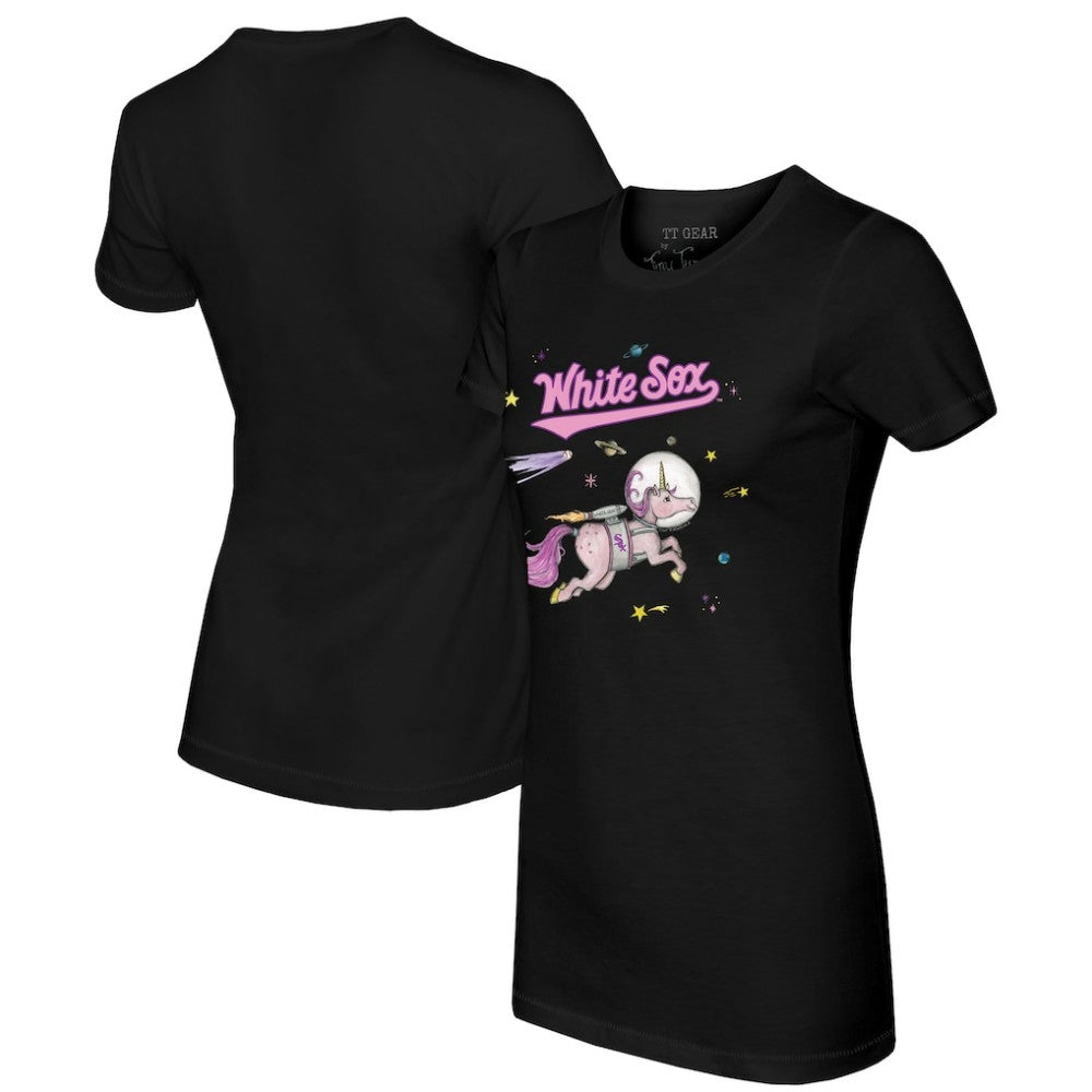 Chicago White Sox Tiny Turnip Women's Space Unicorn T-Shirt Black
